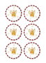 Hermia Juego de 6 platos de postre de cerámica Blanco, rojo y amarillo